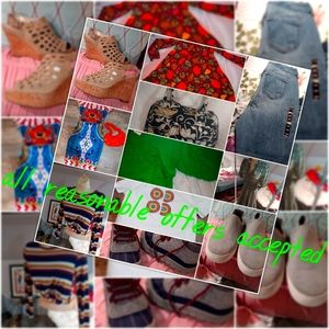 Shirts pants dresses shoes and more.